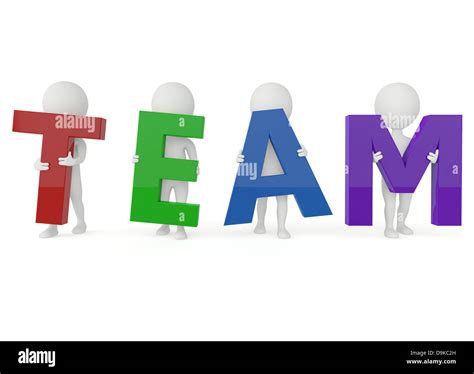 D Humanoid Character Hold A Team Word On White Stock Photo Alamy