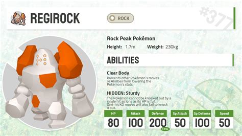 Regirock Pokecharms Pok Dex