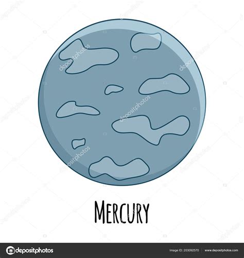 Cartoon Mercury Planet Vector Illustration Isolated On White B — Stock