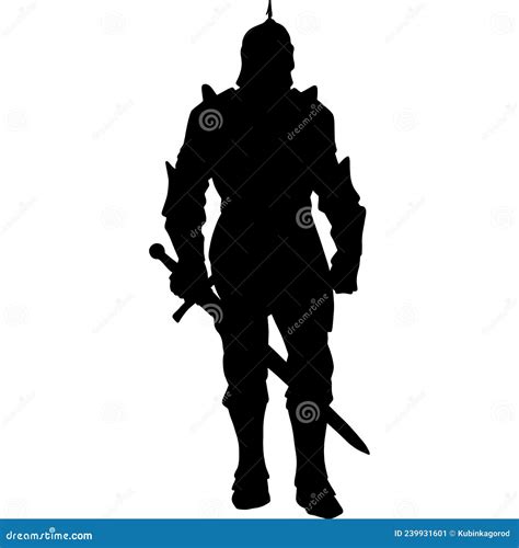 A Medieval Warrior With Sword And Spears Stock Vector Illustration Of