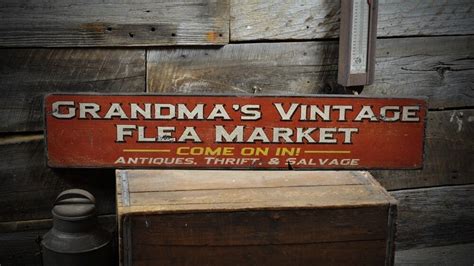 Personalized Flea Market Sign Primitive Rustic Hand Made Vintage Wood