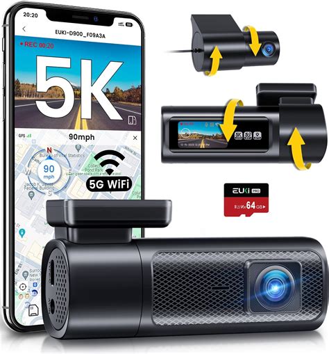 𝟮𝟬𝟮𝟰 𝗨𝗽𝗴𝗿𝗮𝗱𝗲𝗱 EUKI 5K Dash Cam with HDR Dash Cam Front and Rear with