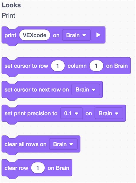 Using The Print Console In Vexcode Exp With Blocks Vex Library