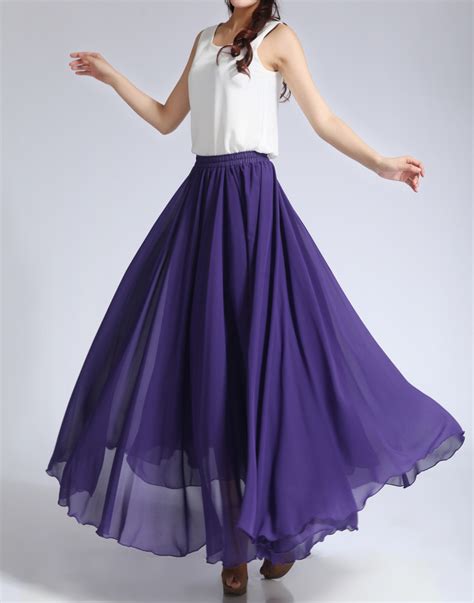 Grey Long Chiffon Skirt Women High Waist Long Chiffon Skirt Chiffon