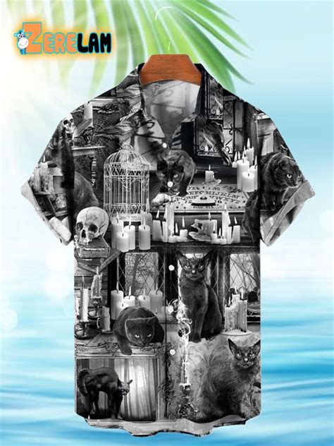 Vintage Cat Skull Hawaiian Shirt Zerelam