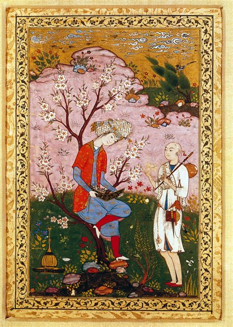 Youth & Dervish in Conversation (ca.1590 CE Safavid Miniature Painting, Persia) Persian ...