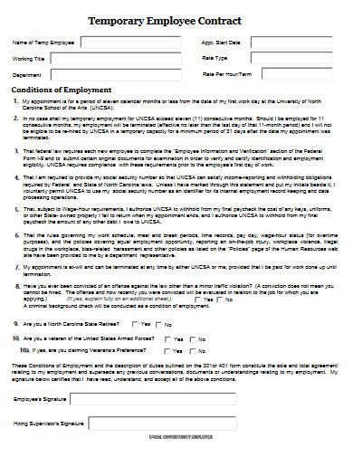 Temporary Employment Agreement Example Of Temporary Employment Contract