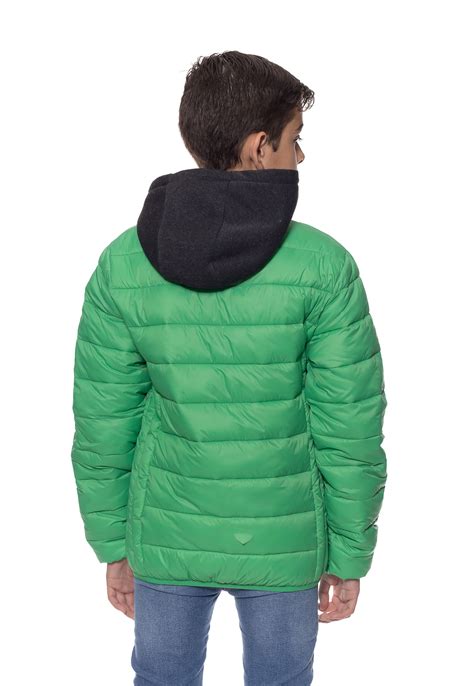 Jaqueta Juvenil Masculina Puffer Capuz Crocker