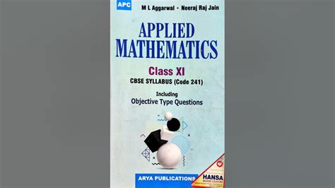 Chapter 6 Class 11 Applied Mathematics 241 M L Aggarwal Neeraj Jain Book Video Youtube