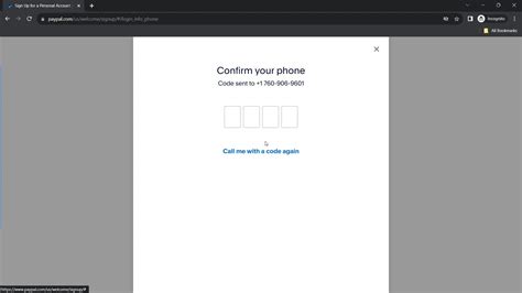 Paypal Verify Phone Number Screenshot