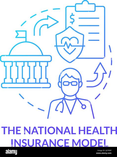 National Health Insurance Model Blue Gradient Concept Icon Stock Vector