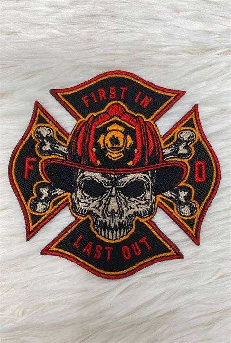 New Firefighter Patch First In Last Out First Etsy Fire Badge