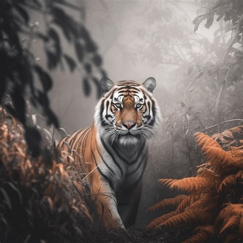 Premium Ai Image There Is A Tiger Walking Through The Jungle In The