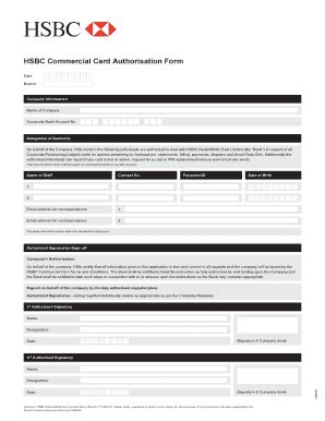 Fillable Online Hsbc Commercial Card Authorisation Form Hsbc Business