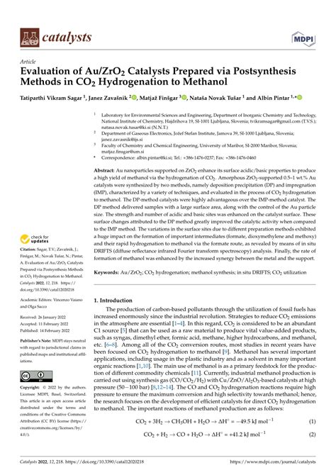 Pdf Evaluation Of Auzro2 Catalysts Prepared Via Postsynthesis