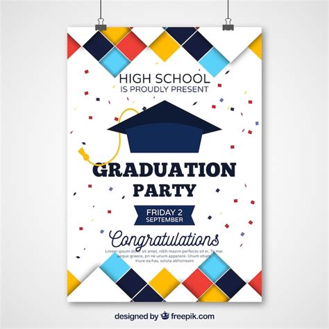 Graduation Party Poster With Colored Squares Vector Free Download