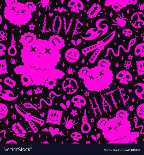 Grunge Emo Seamless Pattern Wallpaper Art Vector Image