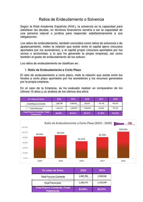 Ratios De Endeudamiento O Solvencia Los Ratios De Endeudamiento