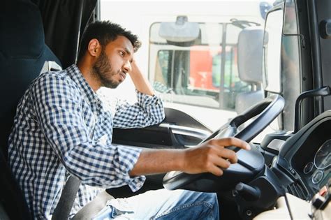 Premium Photo Portrait Of Tired Indian Truck Driver Feeling Sleepy