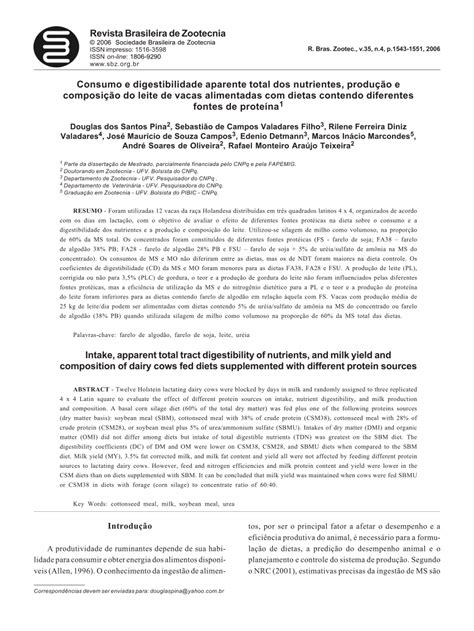 Pdf Intake Apparent Total Tract Digestibility Of Nutrients And Milk