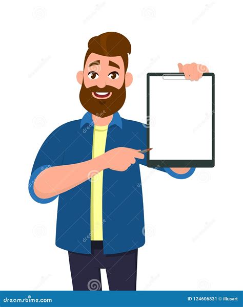 Man Holding Showing A Blank Clipboard Report Record Document And