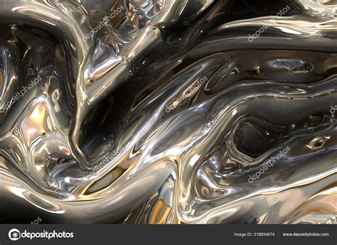 Abstract Background Volumetric Texture Molten Metal Silver Stock Photo