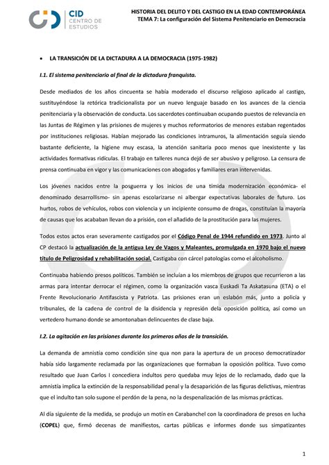 TEMA 7 HD Resumen Del Tema 7 Historia Del Delito Uned TEMA 7 La