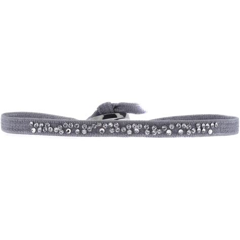 Bracelet Tissu Gris Cristaux Swarovski A34660 Les Interchangeables