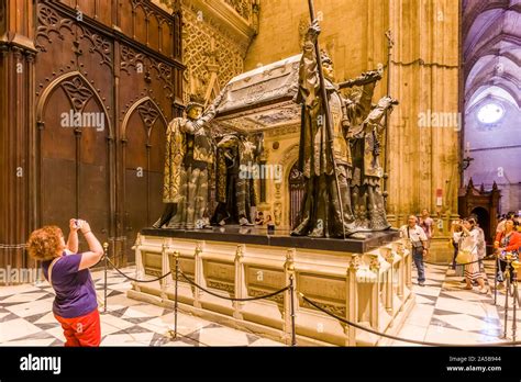 The tomb of Christopher Columbus in the Cathedral of Seville also known ...