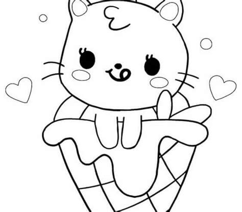 Dibujo Kawaii Para Colorear De Gatos · Creative Fabrica 45 Off