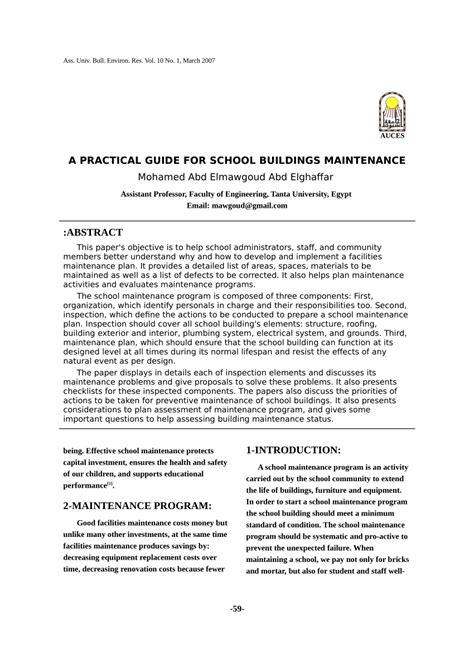 Pdf A Practical Guide For School Buildings Maintenance