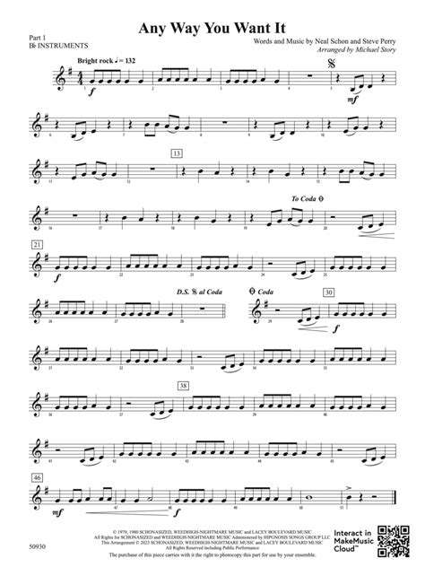 Any Way You Want It Part 1 B Flat Instruments Concert Band Digital Sheet Music Sheet