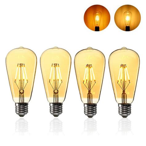 E27 St64 4w Golden Cover Dimmable Edison Retro Vintage Filament Cob Led Bulb Light Lamp Ac110