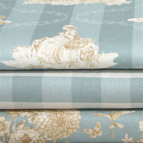 Kit De Tecidos X Cm Estampas Toile De Jouy Azul Claro