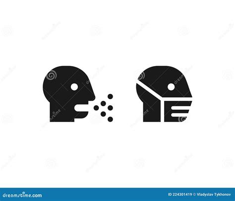 Coughing Man And Masked Man Vector Icon Cough Virus Symbols Isolated