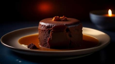 premium photo chocolate souffle restaurant dish   plate