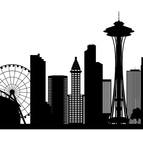 Seattle Skyline Black White Seattle Washington Cityscape | Etsy