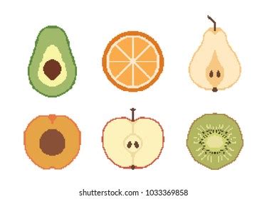 Fruit Pixel Art Icons Set Vector Stock Vector Royalty Free 1033369858