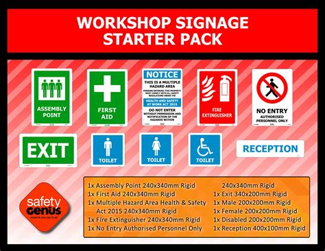 Workshop Signage Starter Pack Safety Genius