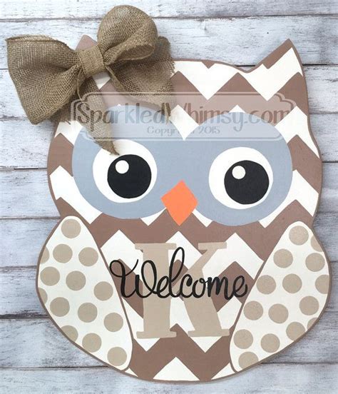 Personalized Chevron Polkadot Owl Door Hanger By Sparkledwhimsy Owl