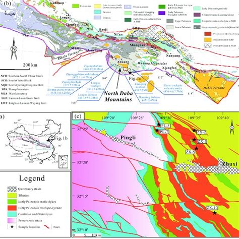 A Simplified Tectonic Map Of China B Geological Map Of The Qinling