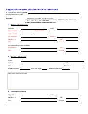 Modulo Raccolta Dati Per Denuncia Infortunio Stage Tirocini Doc
