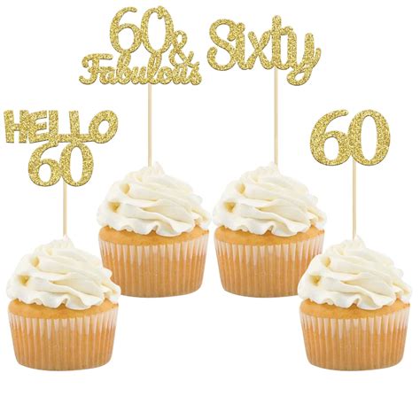 Buy Gyufise Pcs Gold Glitter Th Birthday Cupcake Toppers Hello