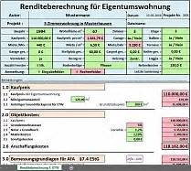 Excel Vorlagen Paket Steuer Nebenkosten und Rendite Berechnung für