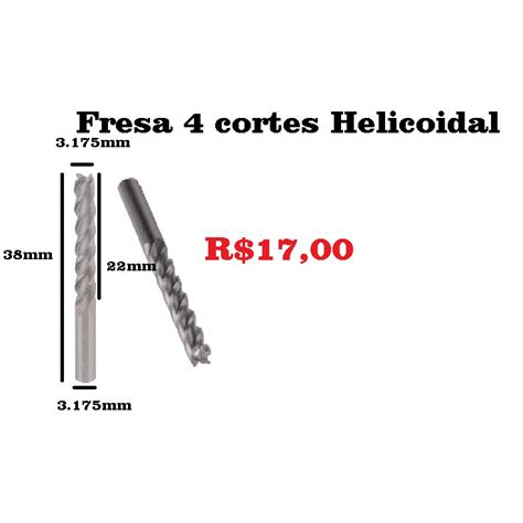 Fresa Cortes Helicoidal X Mm Pvc Cnc Router Usinagem Shopee Brasil