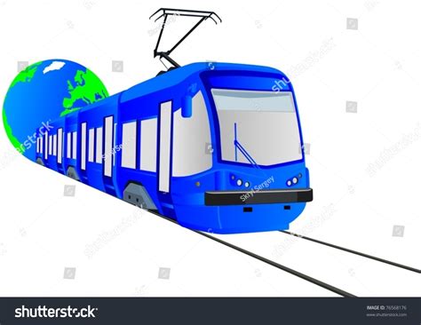 Modern Rail Against Backdrop Planet Earth Stock Vector Royalty Free