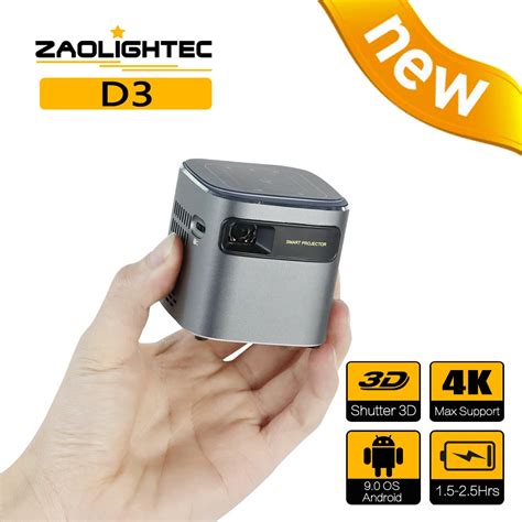 ZAOLIGHTEC Mini proyector de bolsillo portátil D3 3D 4K cine en casa