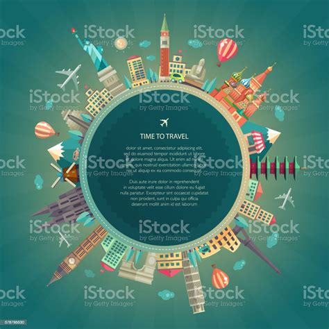 Travel Around The World Flat Design Illustration Stock Illustration