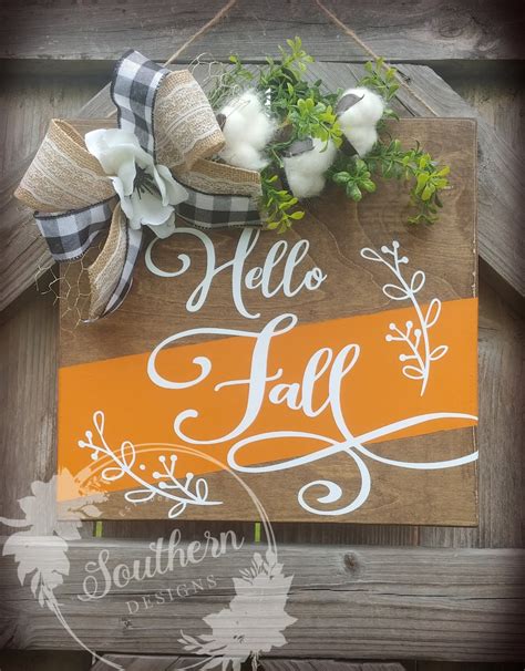 Hello Fall Door Hanger Fall Decorations Etsy