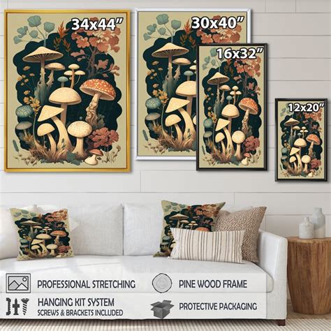 Designart Vintage Mushrooms Amanita Muscaria I Landscape Forest